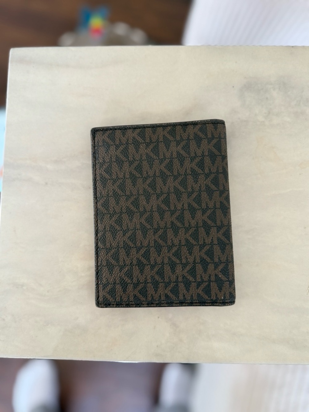 Michael Kors Brown Monogram Card & Passport Holder with Gold Logo - Picture 3 of 5